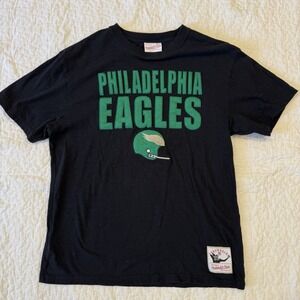 Mitchell Ness Philadelphia Eagles Throwback Felt Logo Kelly Green T-Shirt Mens M